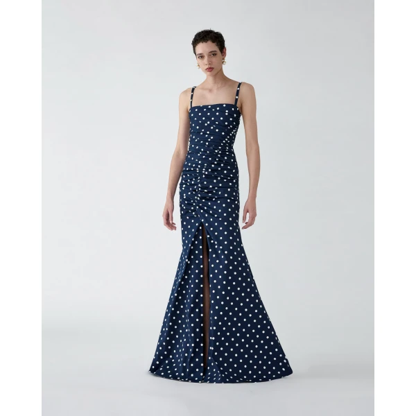 Carolina Herrera Polka Dot Ruched Gown, view 2
