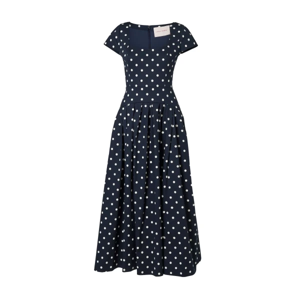 Polka Dot Scoop-Neck Midi Dress