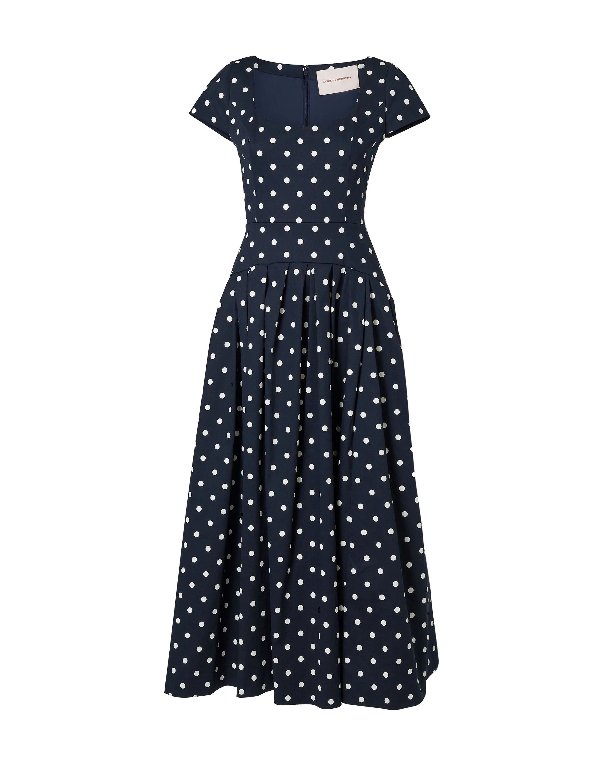 Carolina Herrera Polka Dot Scoop-Neck Midi Dress | Dresses | Luxury Shoes Carolina Herrera Polka Dot Scoop-Neck Midi Dress