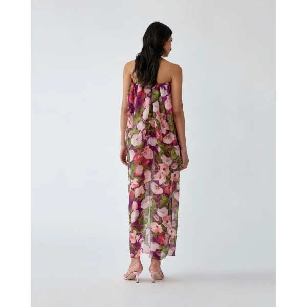 Carolina Herrera Poppy-Print Organza Maxi Dress, view 3