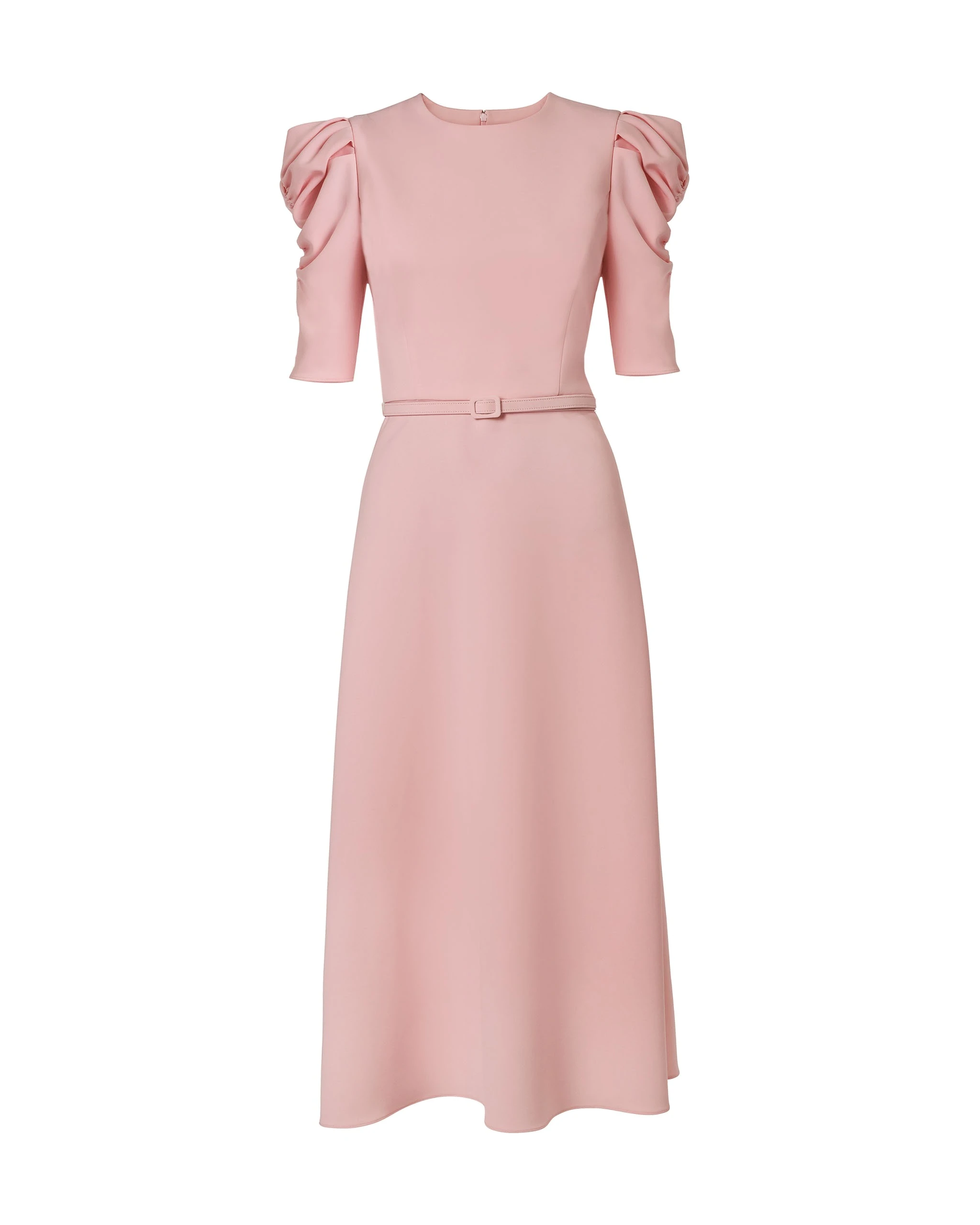 Carolina Herrera Puff-Sleeve Midi Dress in Rosewater | Dresses | Luxury Shoes Carolina Herrera Puff-Sleeve Midi Dress in Rosewater