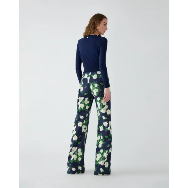 Carolina Herrera Rose-Embroidered Cardigan in Midnight, view 3