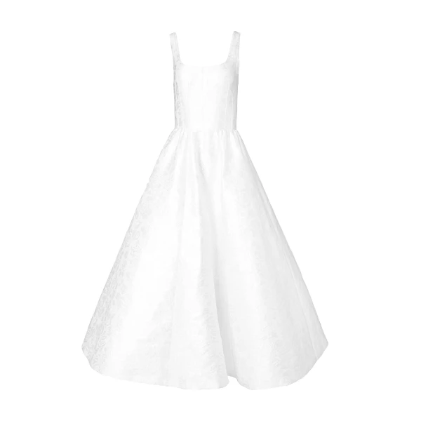 Carolina Herrera Rose Jacquard Full Midi Dress in White