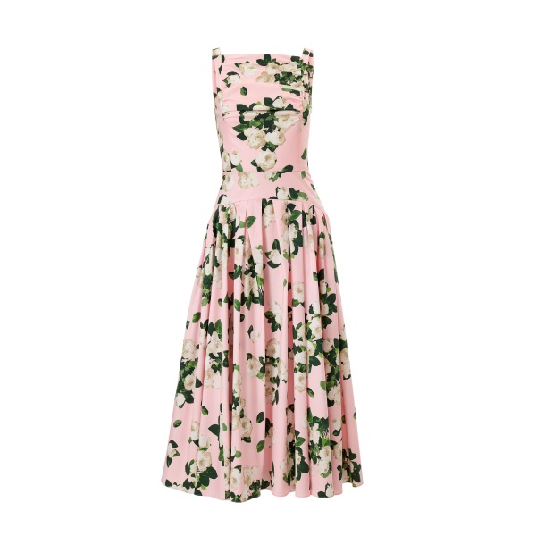 Carolina Herrera Rose-Print Midi Dress