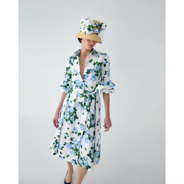 Carolina Herrera Rose-Print Shirt Dress, view 4