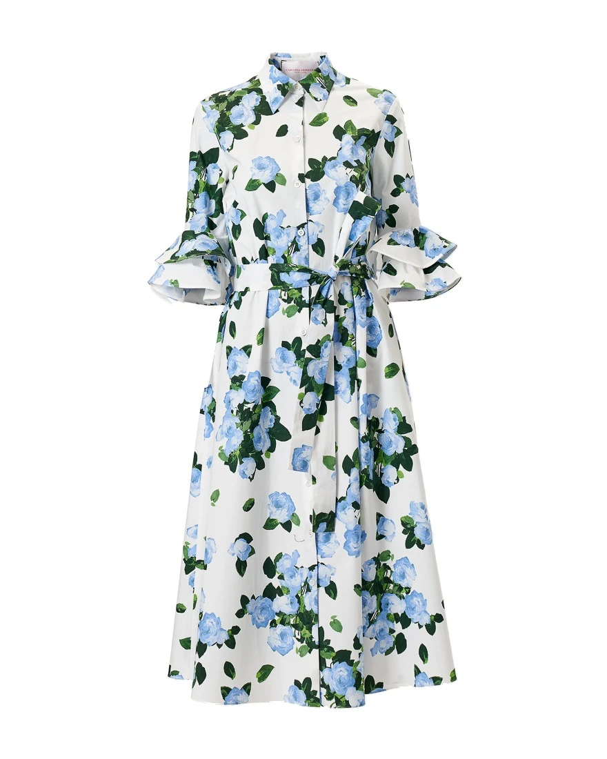 Carolina Herrera Rose-Print Shirt Dress | Dresses | Luxury Shoes Carolina Herrera Rose-Print Shirt Dress