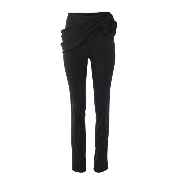 Carolina Herrera Rosette-Sash Skinny Pants in Black