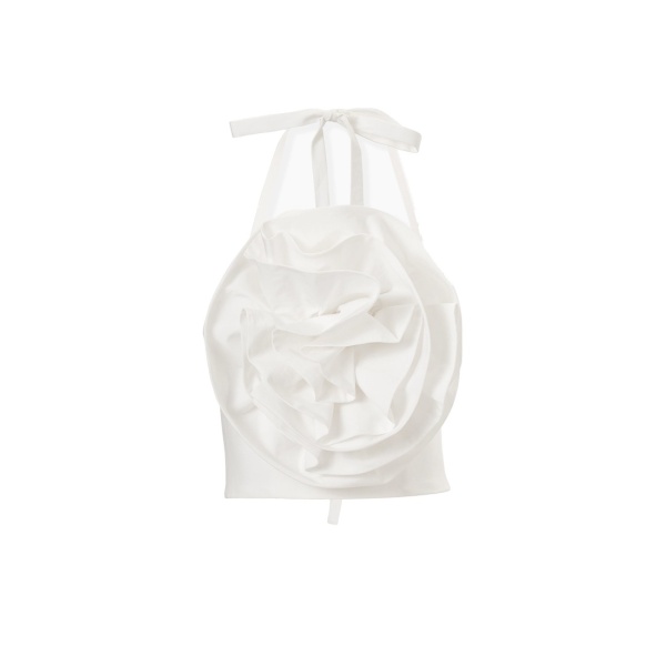 Carolina Herrera Rosette Top in White