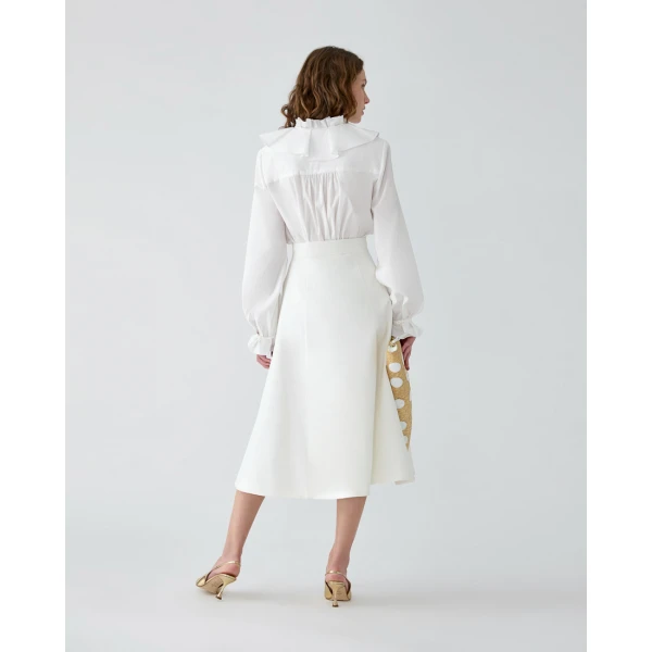 Carolina Herrera Ruffle Blouse in White, view 3