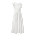 Carolina Herrera Ruffled Neckline Dress in White
