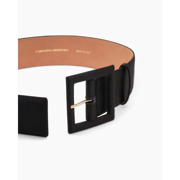Carolina Herrera Satin Icon Belt in Black, view 2