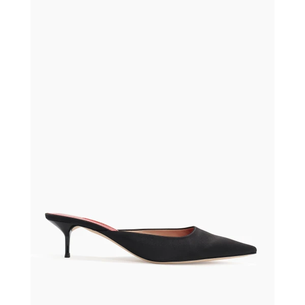 Carolina Herrera Satin Kitten Heel Mule in Black, view 3