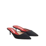 Carolina Herrera Satin Kitten Heel Mule in Black