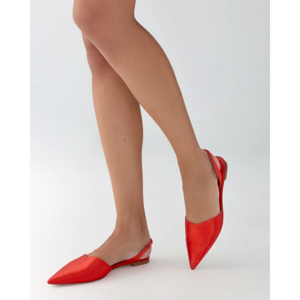 Carolina Herrera Satin Slingback Flats in Herrera Red, view 2
