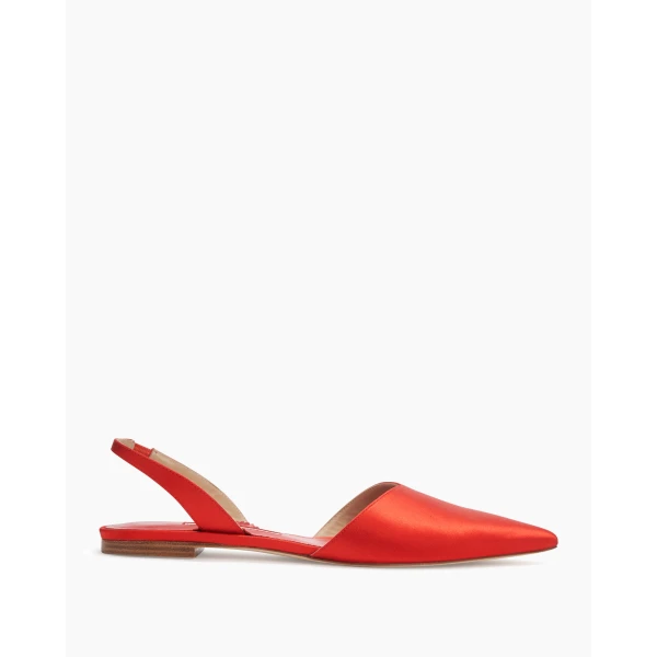 Carolina Herrera Satin Slingback Flats in Herrera Red, view 3