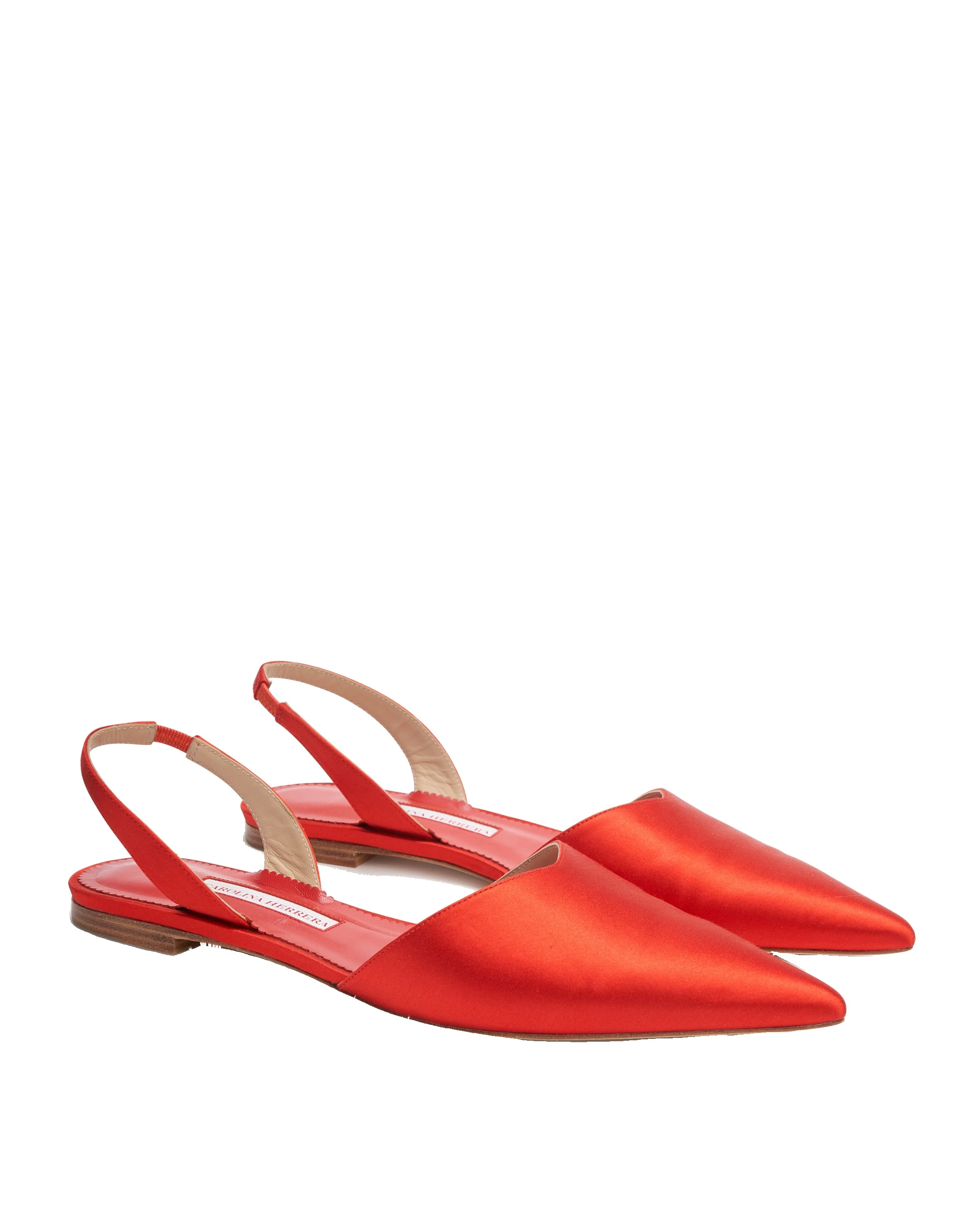 Carolina Herrera Satin Slingback Flats in Herrera Red | Shoes | Luxury Shoes Carolina Herrera Satin Slingback Flats in Herrera Red