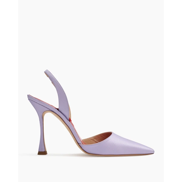Carolina Herrera Satin Slingback Pumps in Violeta, view 3