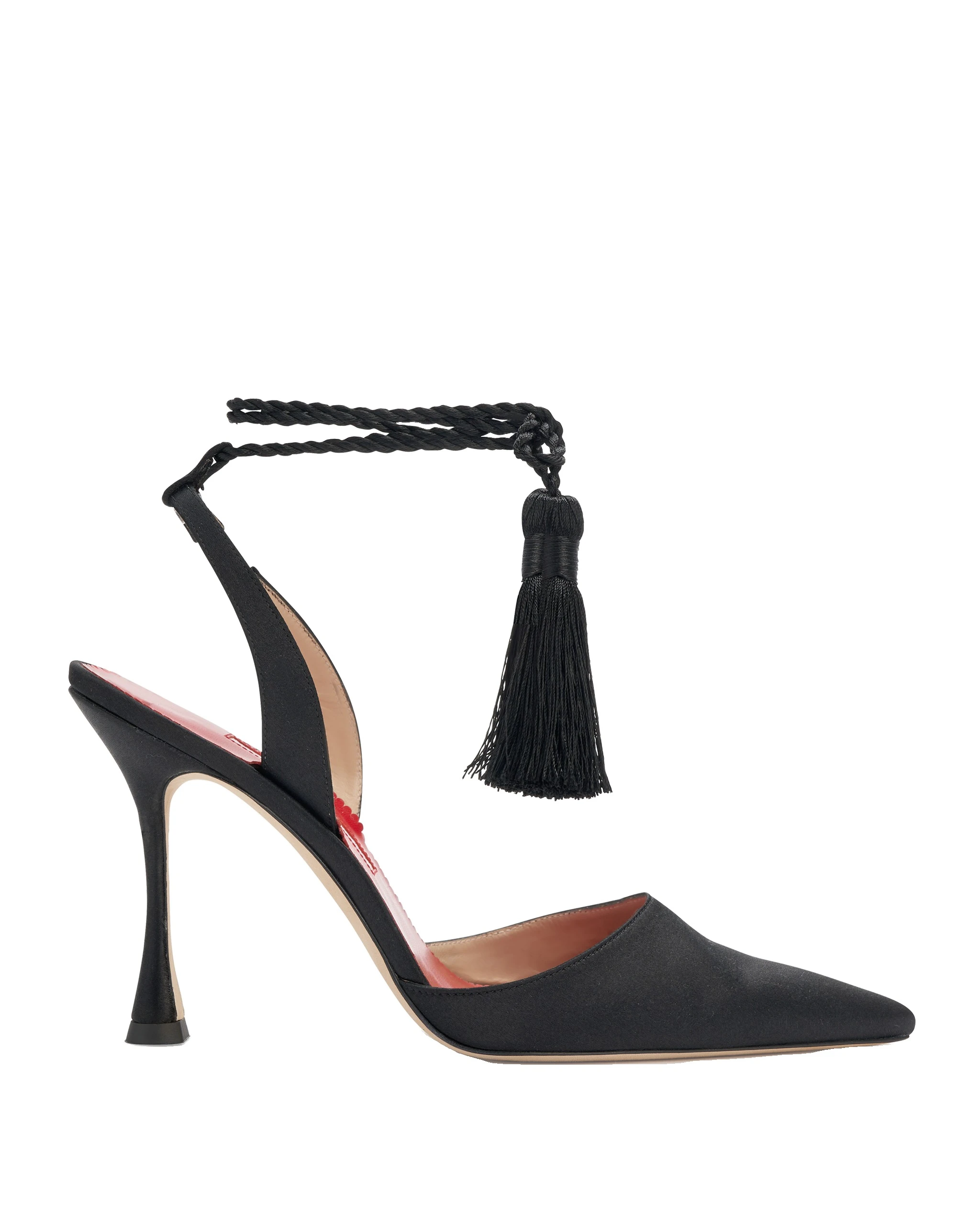 Carolina Herrera Satin Slingback Pumps with Tassels in Black | Shoes | Luxury Shoes Carolina Herrera Satin Slingback Pumps with Tassels in Black