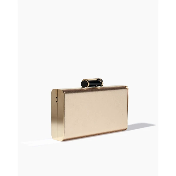 Carolina Herrera Scala Insignia Small Clutch in Gold, view 3