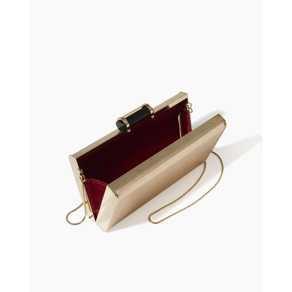 Carolina Herrera Scala Insignia Small Clutch in Gold, view 4