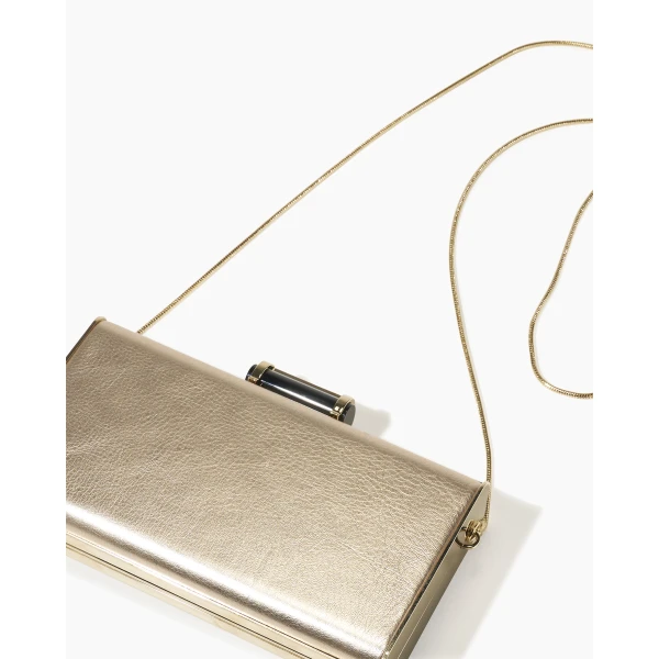 Carolina Herrera Scala Insignia Small Clutch in Gold, view 5