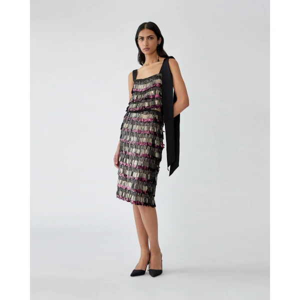 Carolina Herrera Sequin-Embroidered Knee-Length Skirt, view 2