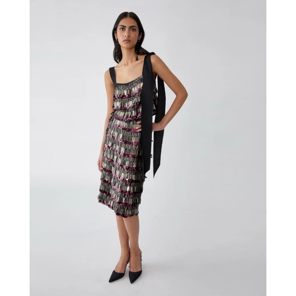 Carolina Herrera Sequin-Embroidered Knee-Length Skirt, view 4