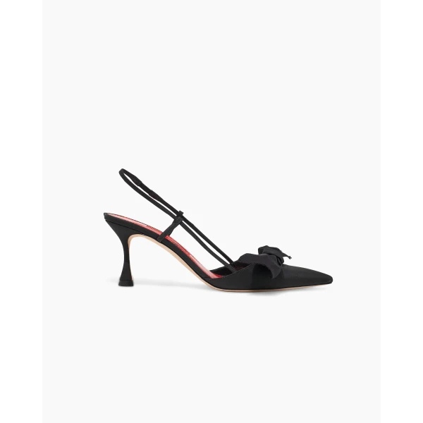 Carolina Herrera Silk Faille Bow Slingback Pumps in Black, view 2