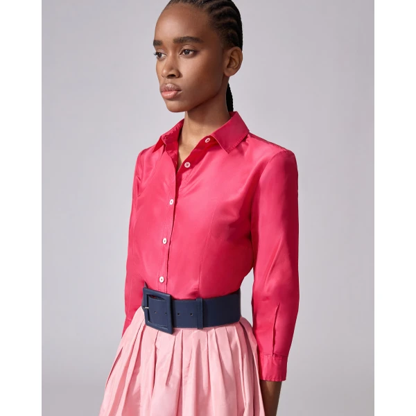 Carolina Herrera Silk Taffeta Shirt in Azalea, view 2