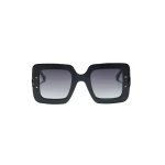 Carolina Herrera Square Frame Sunglasses with Contrast Temples in Black