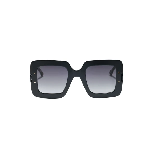 Square Frame Sunglasses with Contrast Temples in Black
