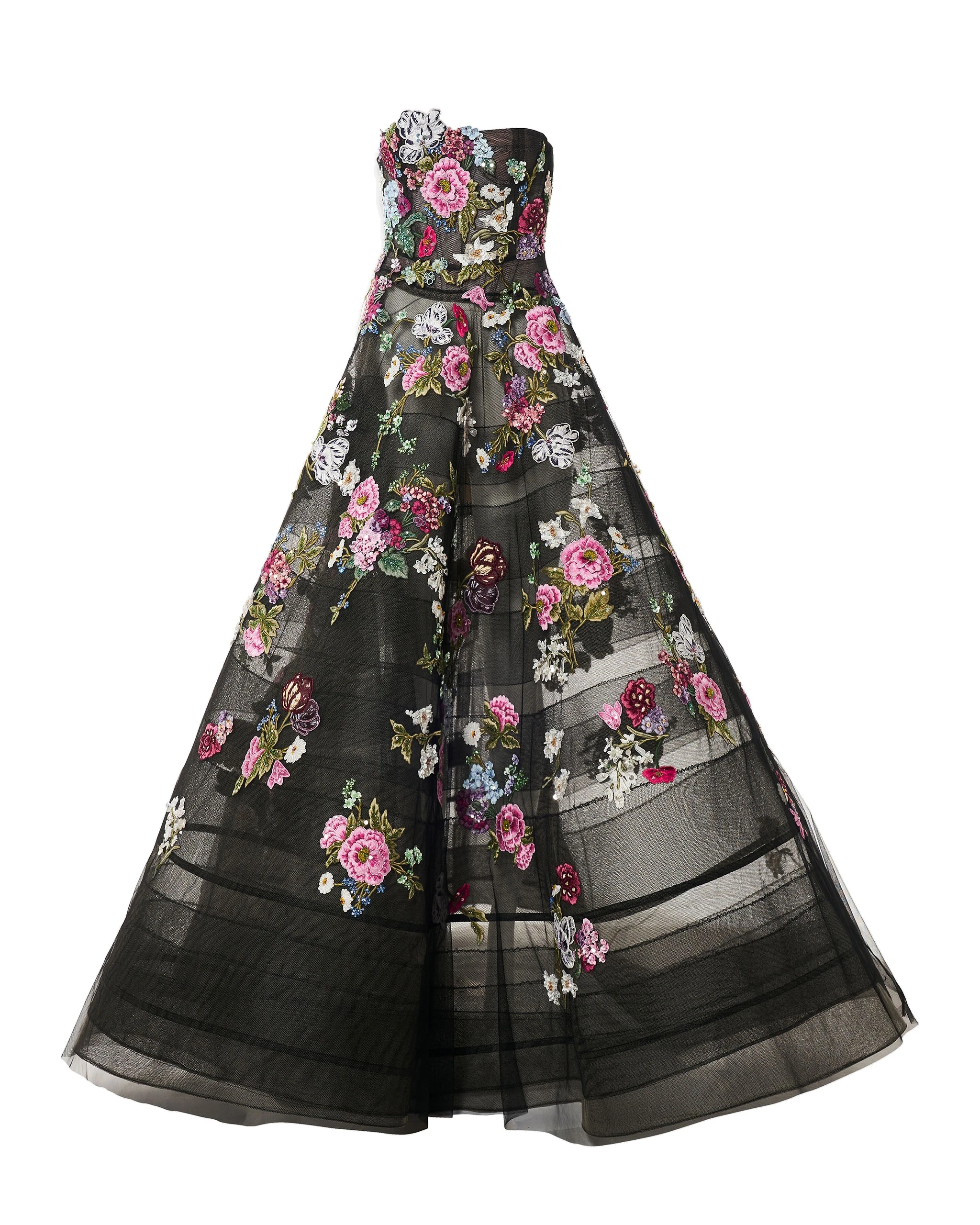 Carolina Herrera Strapless Ball Gown with Floral Embroidery | Dresses | Luxury Shoes Carolina Herrera Strapless Ball Gown with Floral Embroidery
