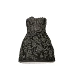 Carolina Herrera Strapless Minidress with Pewter Floral Embroidery
