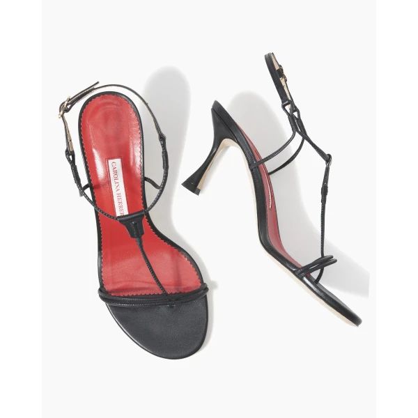 Carolina Herrera Strappy Leather Sandals in Black, view 6