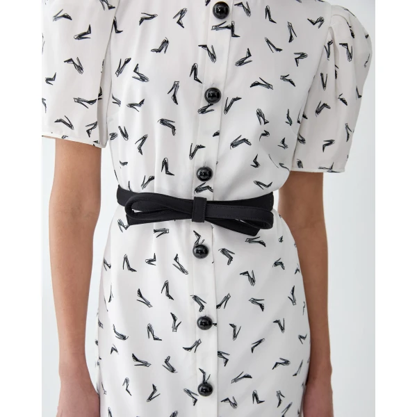 Carolina Herrera Stretch-Wool Bow Belt in Black, view 2