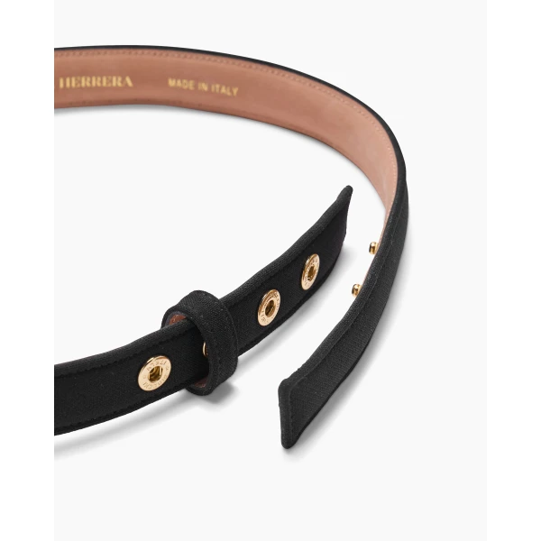 Carolina Herrera Stretch-Wool Bow Belt in Black, view 3