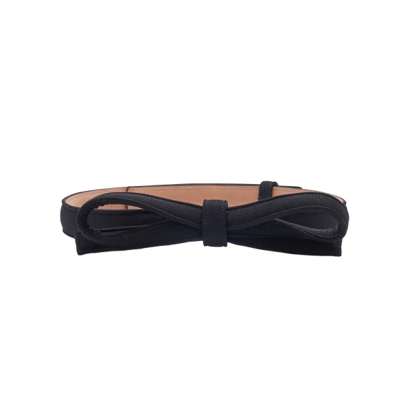 Stretch-Wool Bow Belt in Black