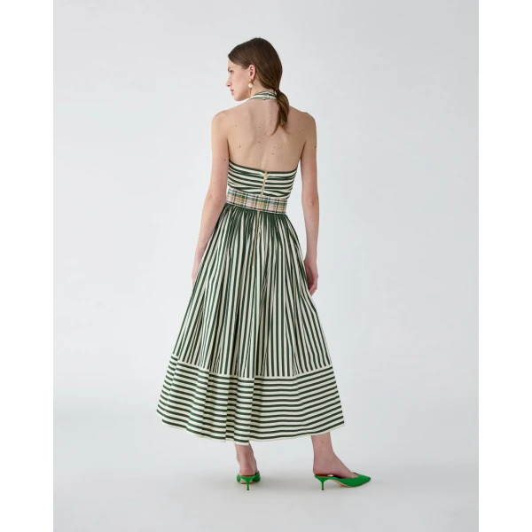 Carolina Herrera Striped Halterneck Midi Dress, view 3