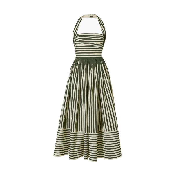 Striped Halterneck Midi Dress