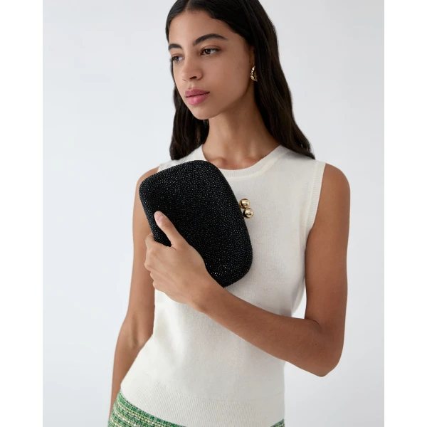 Carolina Herrera Vega Crystal Clutch in Black, view 2