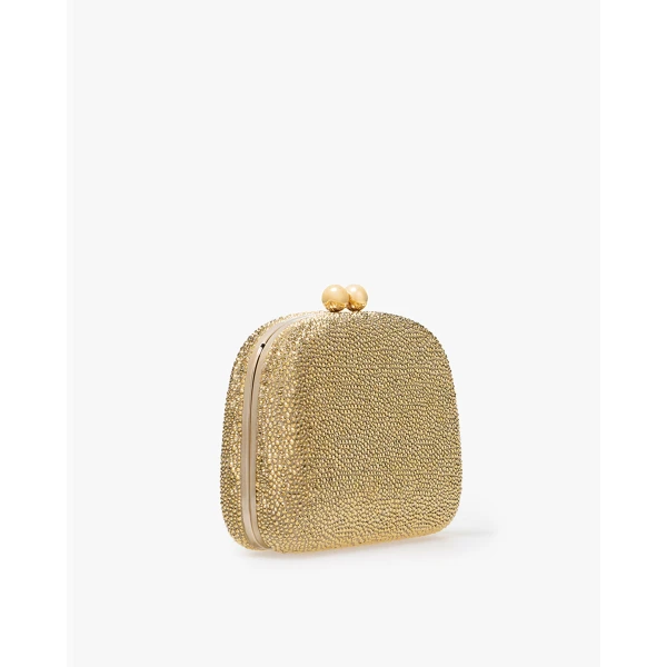 Carolina Herrera Vega Crystal Clutch in Gold, view 3