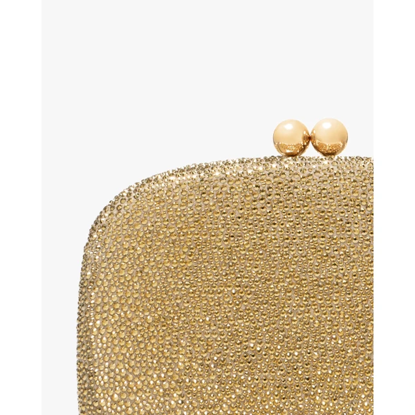 Carolina Herrera Vega Crystal Clutch in Gold, view 6