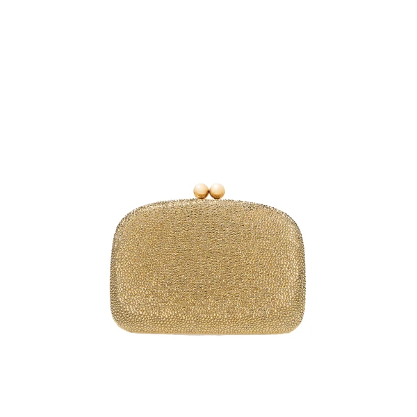 Vega Crystal Clutch in Gold