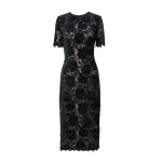 Carolina Herrera Velvet Rose Lace Knee-Length Dress in Black