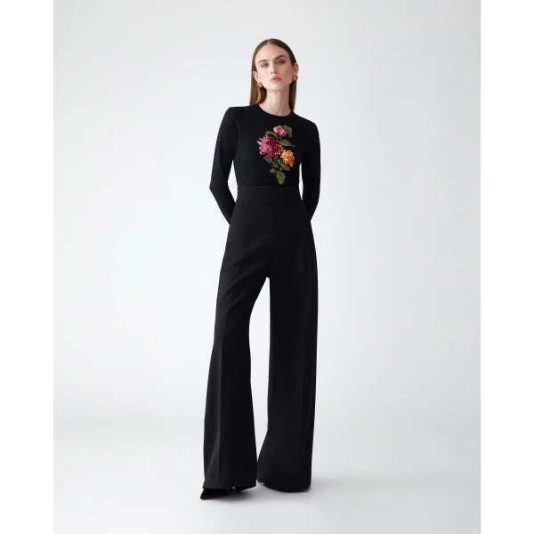 Carolina Herrera Wide-Leg Diane Pants in Black, view 2