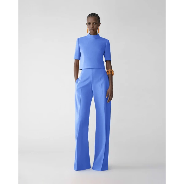 Carolina Herrera Wide-Leg Diane Pants in Bluebell, view 2