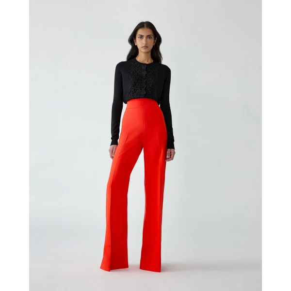 Carolina Herrera Wide-Leg Diane Pants in Chili Red, view 2