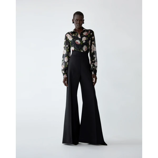 Carolina Herrera Winter Floral Silk Chiffon Isabella Shirt, view 2