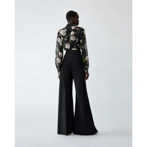 Carolina Herrera Winter Floral Silk Chiffon Isabella Shirt, view 3