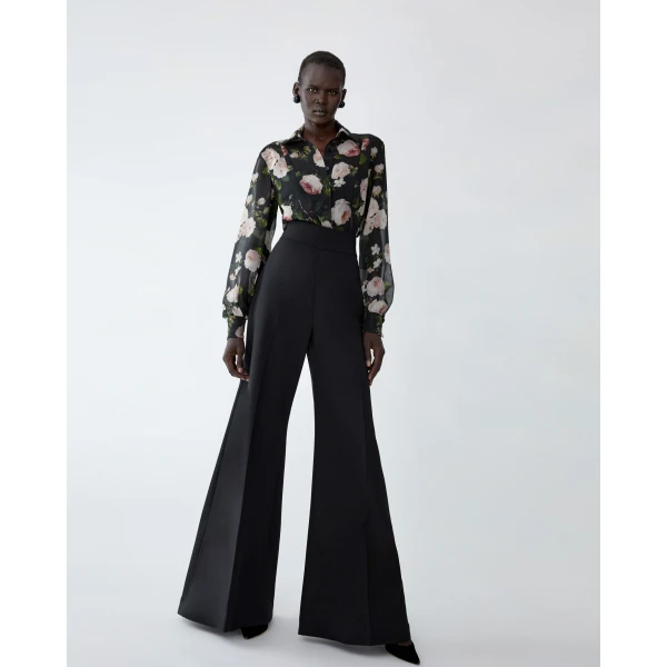 Carolina Herrera Winter Floral Silk Chiffon Isabella Shirt, view 4